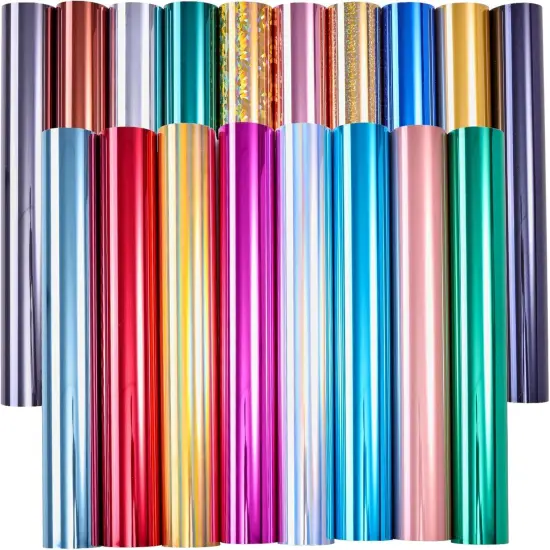 18 Sheets 12'' x 10''Chrome Red/Green/Blue Metallic HTV Iron On Vinyl {1}