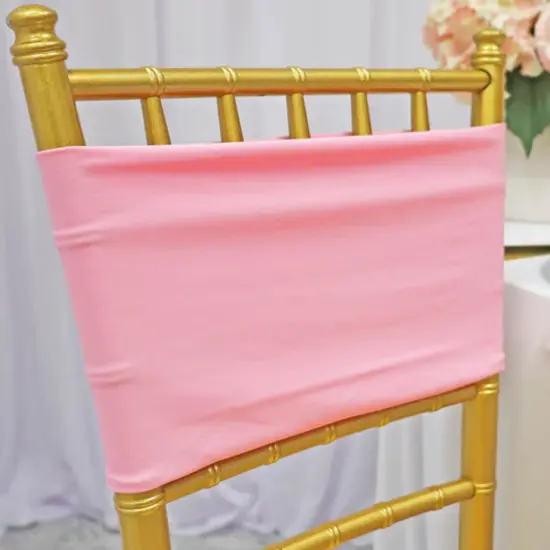 10 Pieces Stretchy Soft Pink Spandex Chair Bands 7 x 13 Inches {4}