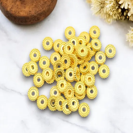 *250* 7x2mm Gold Ridged Rondelle Spacer Beads {4}