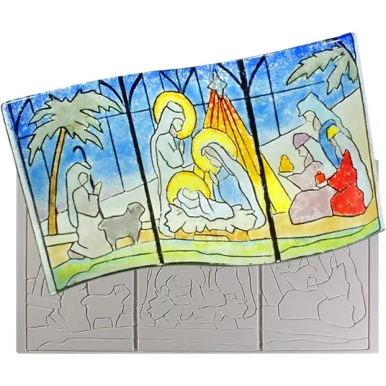 13" x 7" x 0.5" Nativity Texture Glass Fusing Kiln Mold {1}