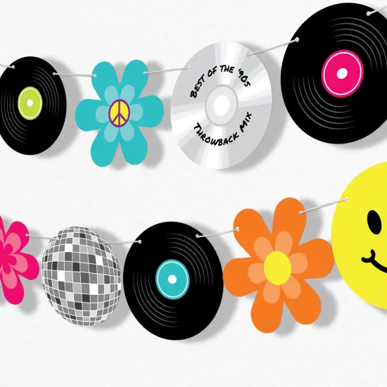 Big Dot of Happiness Through the Decades Garland Banner, 50s, 60s, 70s, 80s, & 90s Party Decor, Throwback Party Banner, 30 Feet of Cord, 15 Double-Sided Retro Decor Pieces {1}