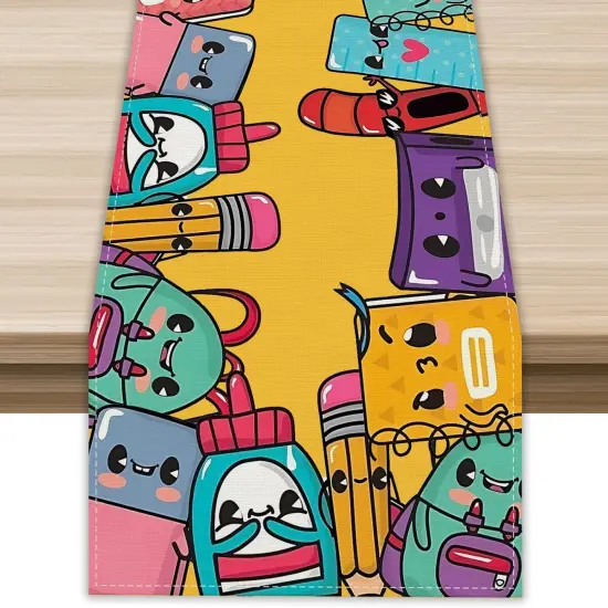 Back to School Table Runner 72 Inches Long First Day of School {1}
