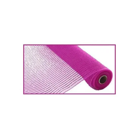 10" Poly Deco Mesh Ribbon: Wide Foil Metallic Hot Pink {3}