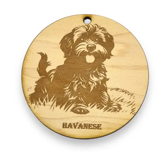 Ornament - Havanese Dog Raw Wood {1}