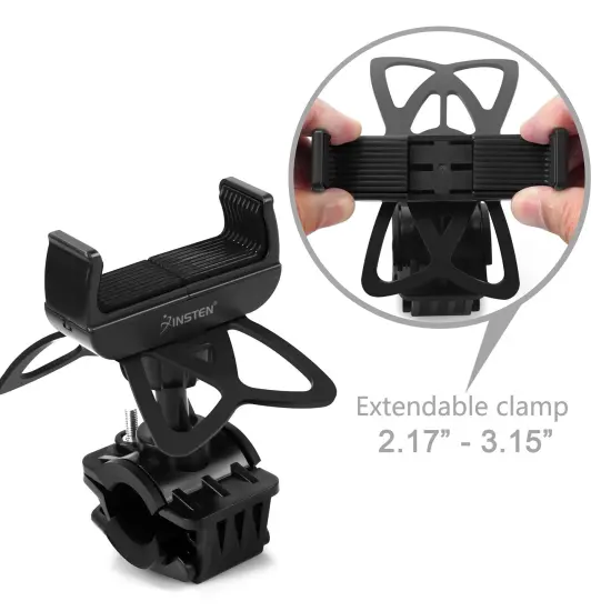 360&deg; Universal Phone Mount for Bike Motorcycle, Bicycle Adjustable Holder with Grip for iPhone 15 14 13 Pro Max Samsung Android Smartphone, Black {2}