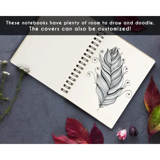 4 Pack Wooden Cover Notebook, Spiral Bound Unruled Plain DIY Craft Journal for Students, Sketches, Writing, Arts and Crafts, Note Taking, 20 Sheets Each (4.5 x 5.8 Inches) White {4}