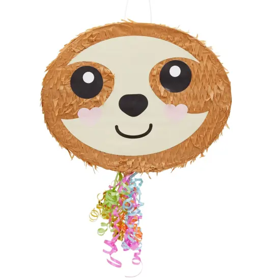 Sloth Pull String Pinata for Kids Birthday Party Supplies (16.5 x 13 x 3 In) Brown {5}