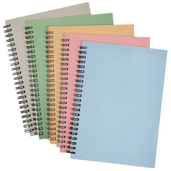 5 Pack 6x8 inch Spiral Journals, Small Notebooks Bulk with 120 Lined Pages for Work, Students, School, Writing (5 Colors Kraft Paper Covers) Multicolor {7}