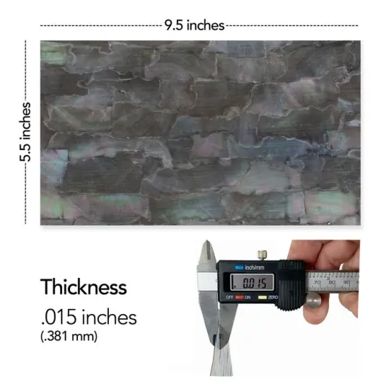 Shell Veneer, 5.5 x 9.5 inches | WMOP, BMOP, Abalone | Includes 3M Adhesive Sheet for Application, Great for Inlay Projects Flexible Strip BMOP {2}