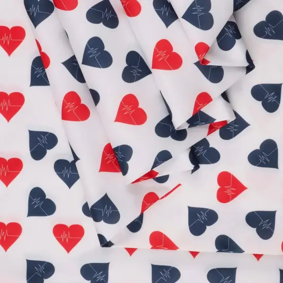 Mook Fabrics Tossed Heartbeat Printed PUL Fabric [60 in. Wide] Red - By The Yard {2}