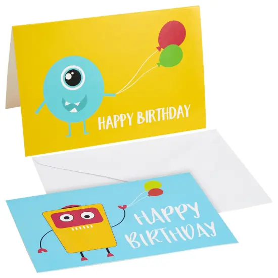 48 Pack Bulk Happy Birthday Cards with Envelopes, 4x6 inch Birthday Greeting Note Card Assortment (12 Designs) - Bday Cards Pack for Ages 3-14 Multicolor {4}