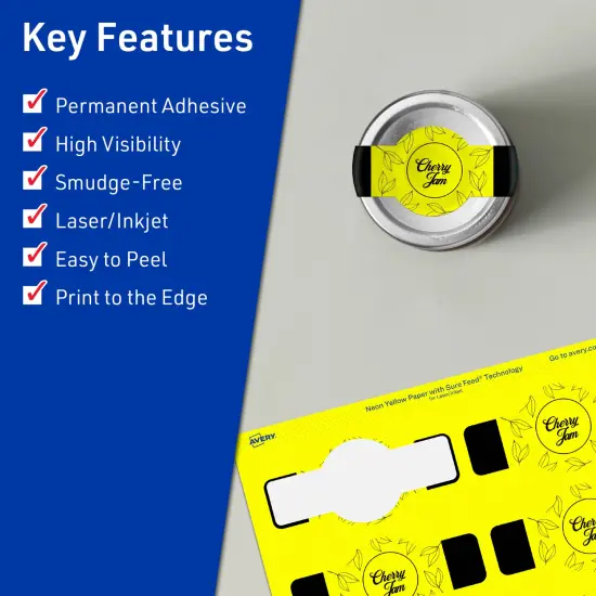 Avery Neon Yellow Paper Labels, 1.5" x 3.5" Wraparound {2}