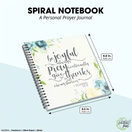 Faithful Finds Spiral Bound Prayer Notebook, Christian Devotional Bible Journal for Women, 60 Sheets/120 Pages (8.8 x 8.5 In) - Daily Prayer Journal for Woman - Spiral Prayers Journals White {3}