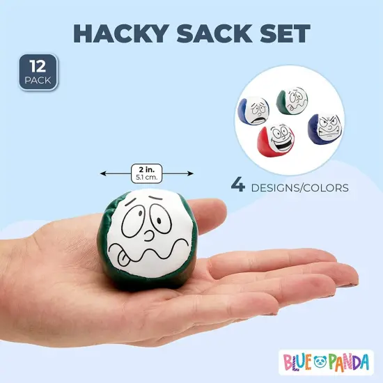 Juggling Balls, Kick Sack Bean Bags with 4 Funny Face Designs (12 Pack) {2}