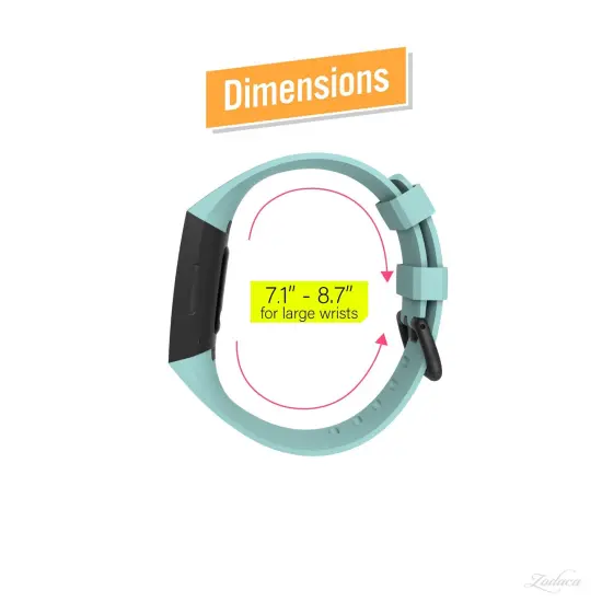 Zodaca Silicone Watch Band Compatible with Fitbit Charge 3, Charge 3 SE (Large), and Charge 4, Fitness Tracker Replacement Bands, Mint Green {5}