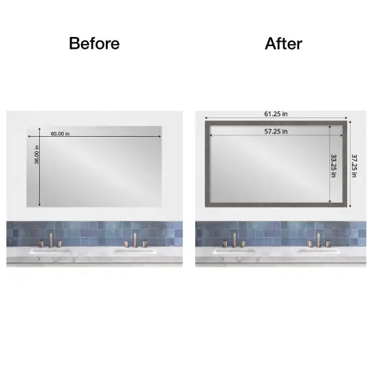 Amanti Art Mirror Makeover Bathroom Mirror Frame Border Kit -Fully Assembled Peel and Stick Frame - Mirror NOT Included - Rustic Plank Narrow Trim Rustic Grey {5}