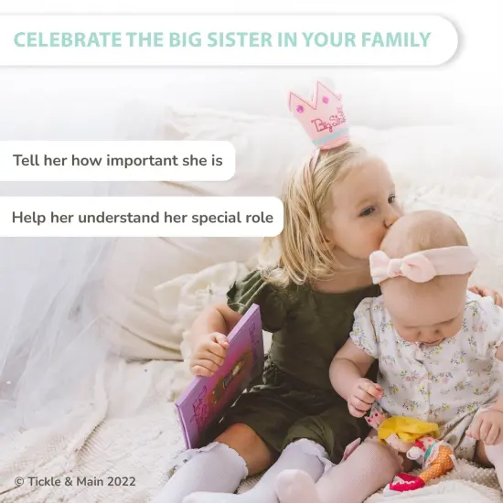 Tickle & Main 3 Pcs Big Sister Gifts for Little Girls, Includes I Hereby Crown You Big Sister Book, Soft Cloth Doll & Child Size Crown for Announcing a New Sibling, Educational & Engaging, Ages 3-14 {3}