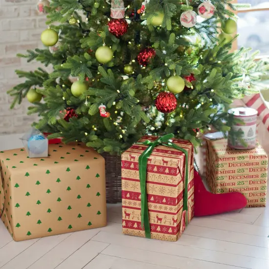 Christmas Wrapping Paper, 6 Kraft Holiday Designs (30 x 120 In, 6 Pack) {3}