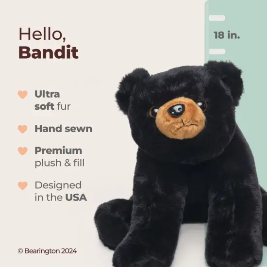 Bearington Bandit Plush Stuffed Animal Black Bear Teddy, 18" {2}
