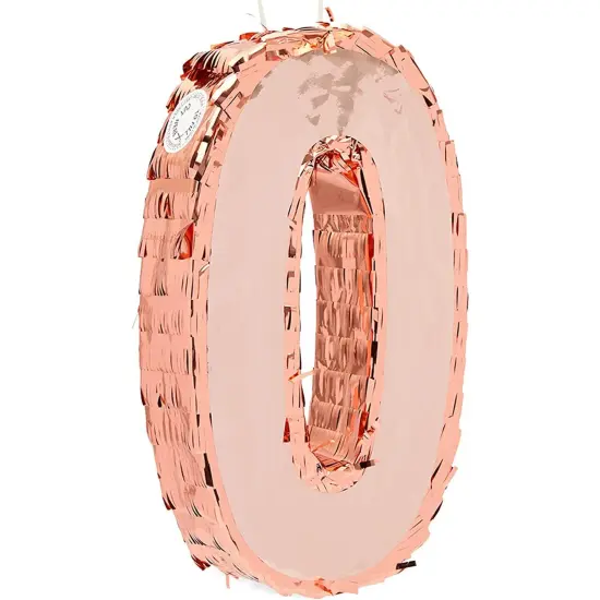 Rose Gold Pinata for Birthday Party, Number 0 (Small) {4}