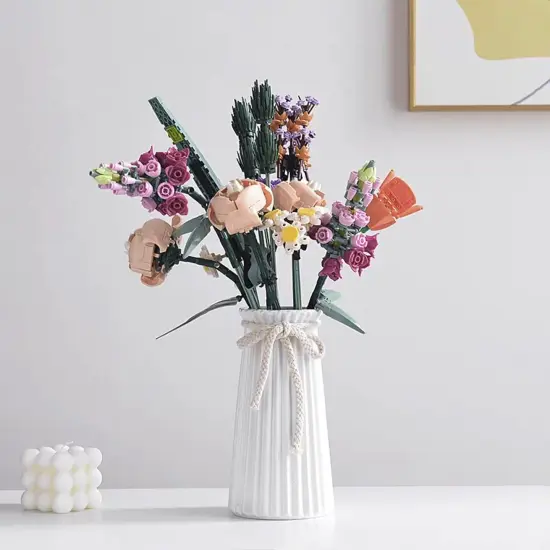 White Ceramic Flower Vase, 8'' Modern Minimalist Decorative Vases for Bouquet, Boho Vases for Pampas Grass Home Office Farmhouse Decor Bedroom Living Room Wedding Table Decorations {3}