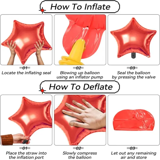 Red Blue Silver Star Balloons, 16 Pcs 22/18/10 Inch Star Foil Mylar Balloons, Explosion Cone Star-Shape Four-Pointed Balloon for Kids Boy Birthday Graduation Wedding Baby Shower Hero Party Decoration {3}