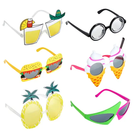 12 Pairs Funny Sunglasses - Novelty Photo Booth Props for Summer Beach Party, Hawaiian Luau Birthday Themed Party Favors Multicolor {4}