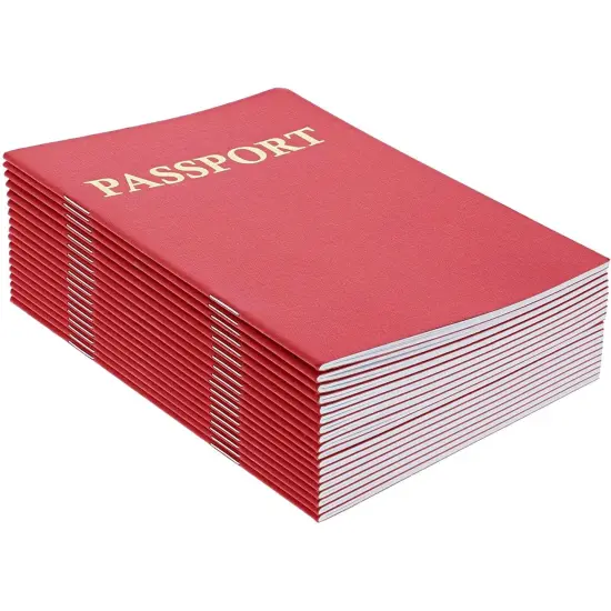 Juvale 24-Pack Blank Passport Notebooks for Kids, 4.1 x 5.6 Inches, Pretend Passport Books for Kids Travel Play and Classroom Activities, Red {6}