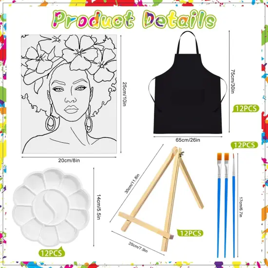 96 Pcs Pre Drawn Canvas Painting Set Sip and Paint Kit {2}