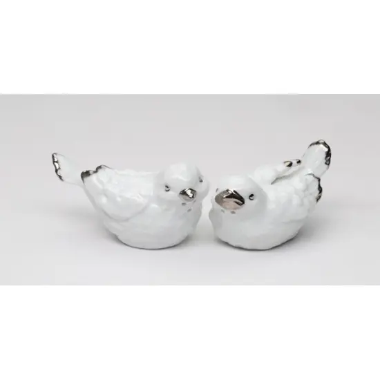 Ceramic Platinum Trim White Birds Salt and Pepper Shakers, Bird Watcher Gift, Nature Lover Gift, Kitchen Decor {2}
