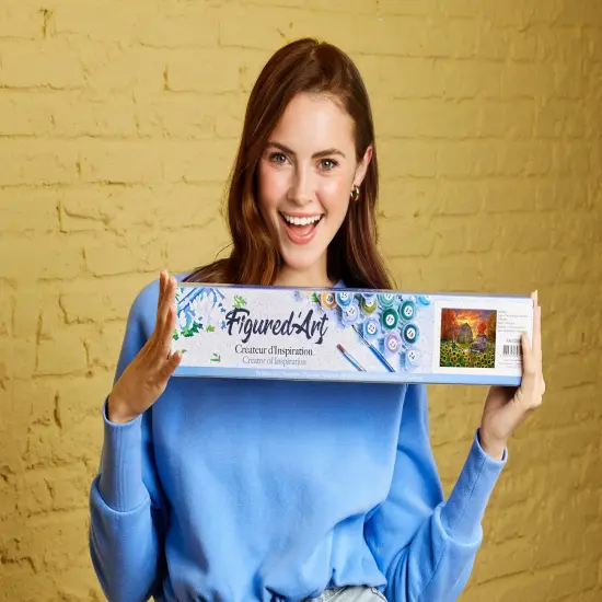 Figured'Art Paint by Numbers Kit for Adults Sunflowers in front of the barn 16"x20" - Craft Art Painting DIY Kit Rolled Canvas without frame {2}