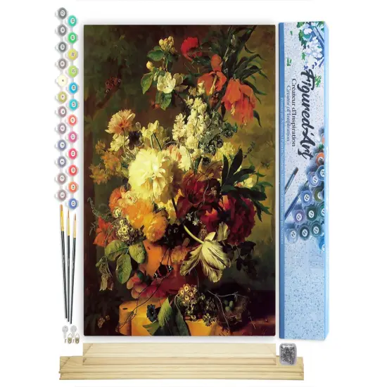 Figured'Art Paint by Numbers Kit for Adults Flowers from France 16"x20" - Craft Art Painting Rolled Canvas with DIY wooden frame {1}