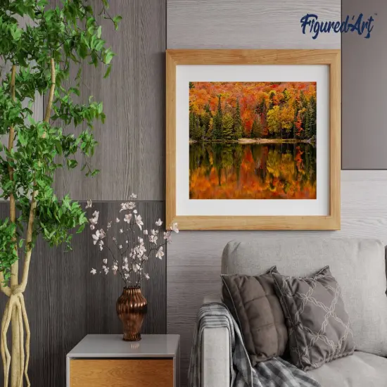 Figured'Art Paint by Numbers Kit for Adults Lake Reflection in Autumn 16"x20" - Craft Art Painting Rolled Canvas with DIY wooden frame {4}