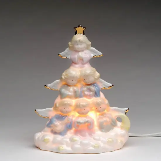 Ceramic Angels Nightlight, Nursery Room Decor, Religious Gift for Decor, Baptism Gift, Guardian Angel {2}