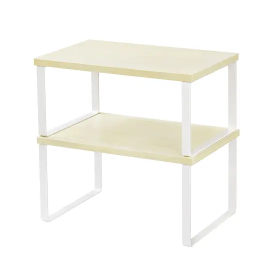 Cabinet Shelf Organizers, Kitchen Counter Shelf Set of 2,Bamboo Kitchen Pantry Organizer Storage Shelves {1}