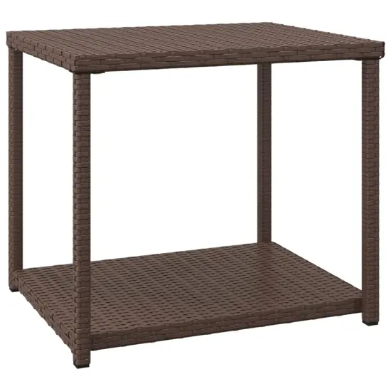 vidaXL Side Table Brown 21.7"x17.7"x19.3" Poly Rattan {2}