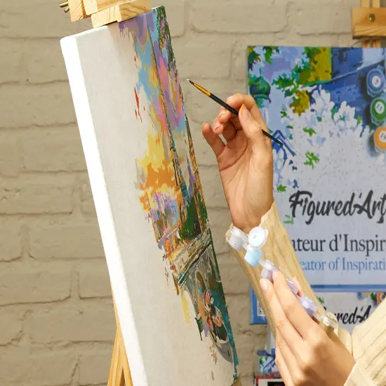 Figured'Art Paint by Numbers for Adults with Frame Beach Chairs 16"x20" - Craft Art Painting DIY Kit Canvas Already Stretched on a Wooden Frame {3}