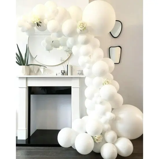 100 Pack White Balloons Kit, 10 Inch, Natural Rubber Latex for Party Decor {3}