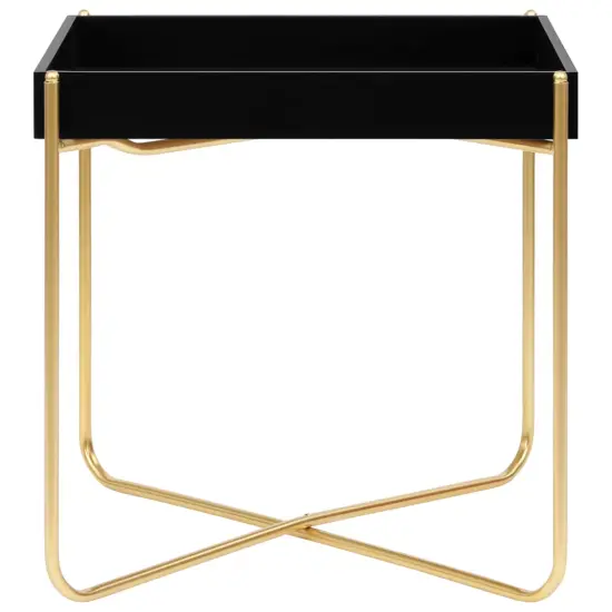 vidaXL Side Table Black and Gold 15"x15"x15.2" MDF {2}