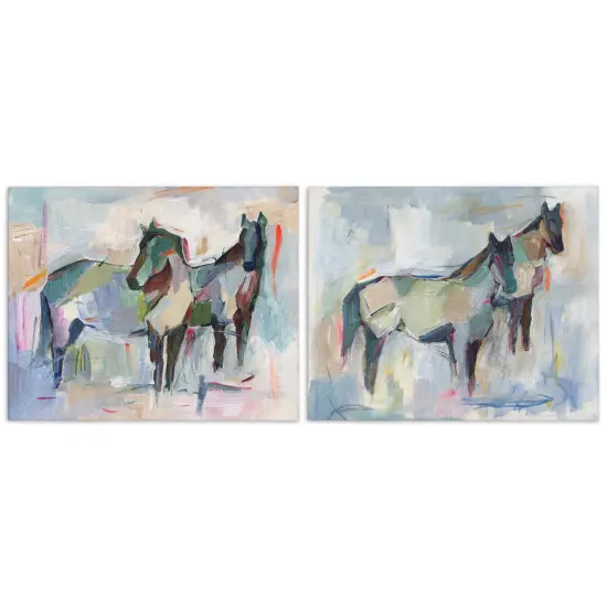 Stupell Industries Ambiguous Horse Visages 2pc Canvas Wall Art Set Design by Ethan Harper  {1}