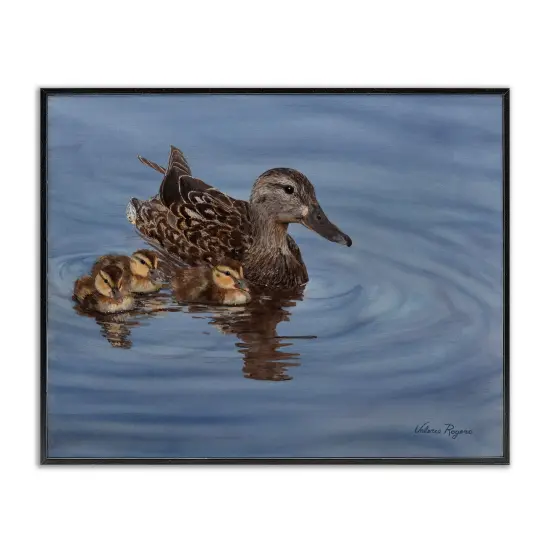 Stupell Industries Duck Family Ripples Framed Giclee Wall Art Design by Valerie Rogers {1}