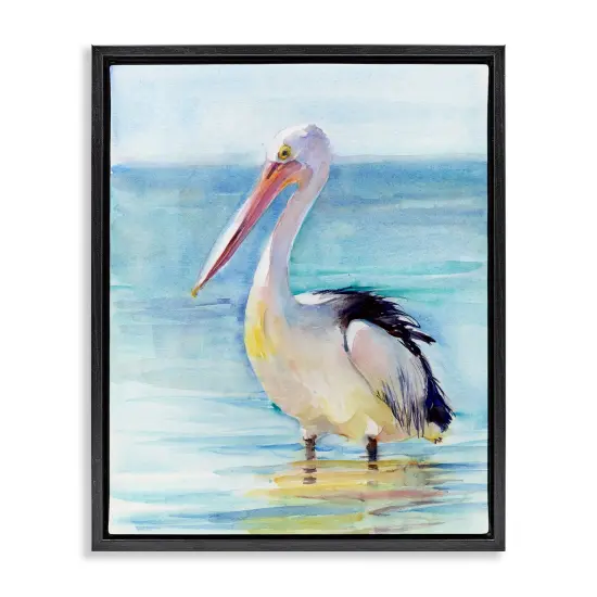 Stupell Industries Pelican Wading in Sea Floater Framed Canvas Wall Art Design by John Keeling {1}