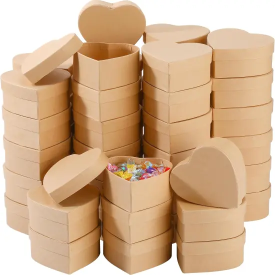 48-Piece Heart-Shaped Paper Mache Gift Boxes &ndash; 3.9" DIY Craft Boxes with Lids for Painting, Decoupage & Jewelry Storage {1}