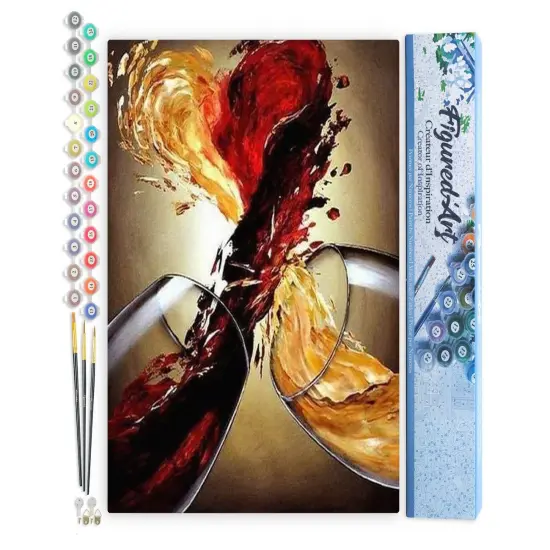 Figured'Art Paint by Numbers for Adults Wine Mix 16"x20" - Craft Art Painting DIY Kit Rolled Canvas without frame {1}