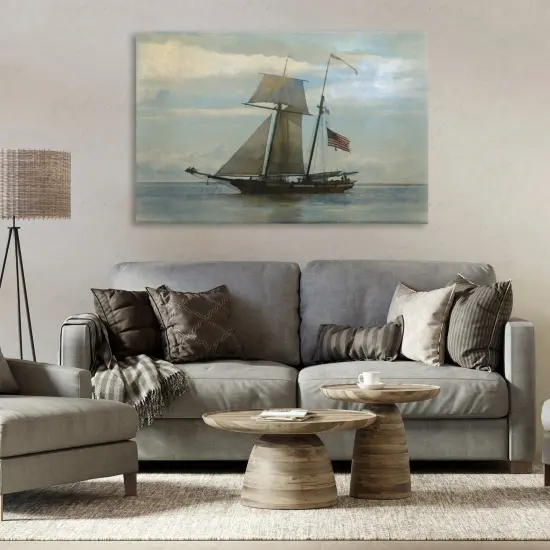 Stupell Industries Classic Ship with Flag Canvas Wall Art Design by Graffi*tee Studios {2}