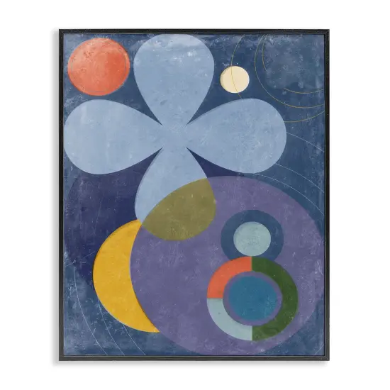 Stupell Industries Blue Retro Curved Shapes Framed Giclee Wall Art Design by Victoria Barnes  {1}