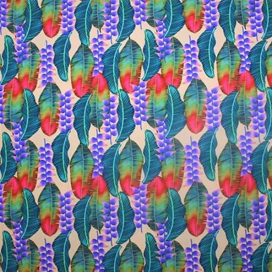 Floating Leaves Printed Spandex Fabric {6}
