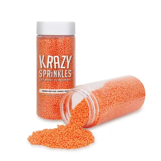 Krazy Sprinkles - Orange Pearl Mini Beads (1/2 Cup, 1x Jar) for Cakes, Ice Cream & Cookies {2}