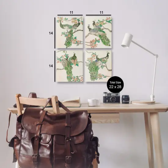 Stupell Industries Traditional Peacocks on Branches 4pc Canvas Wall Art Set Design by Melissa Wang  {9}