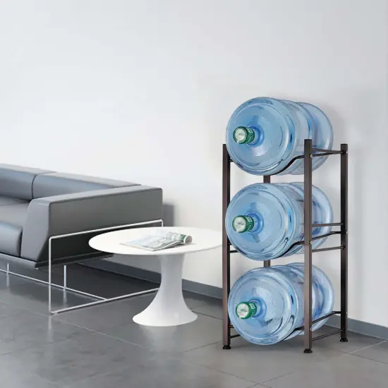 3 Tiers 5 Gallon Water Jug Holder Water Bottle Storage Rack, Dark Brown {6}